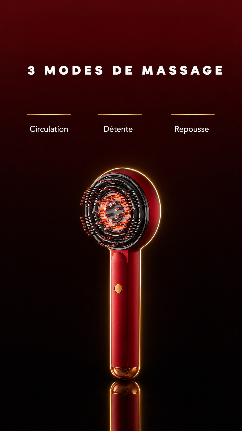 Peigne Masseur Cuir Chevelu LED Rouge – Stimulation & Repousse