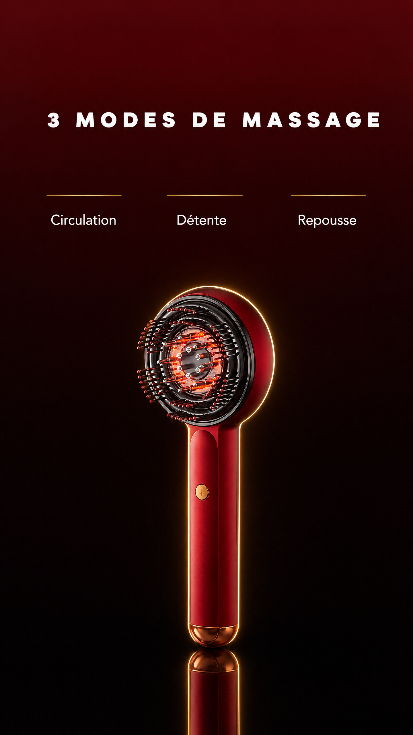 Peigne Masseur Cuir Chevelu LED Rouge – Stimulation & Repousse